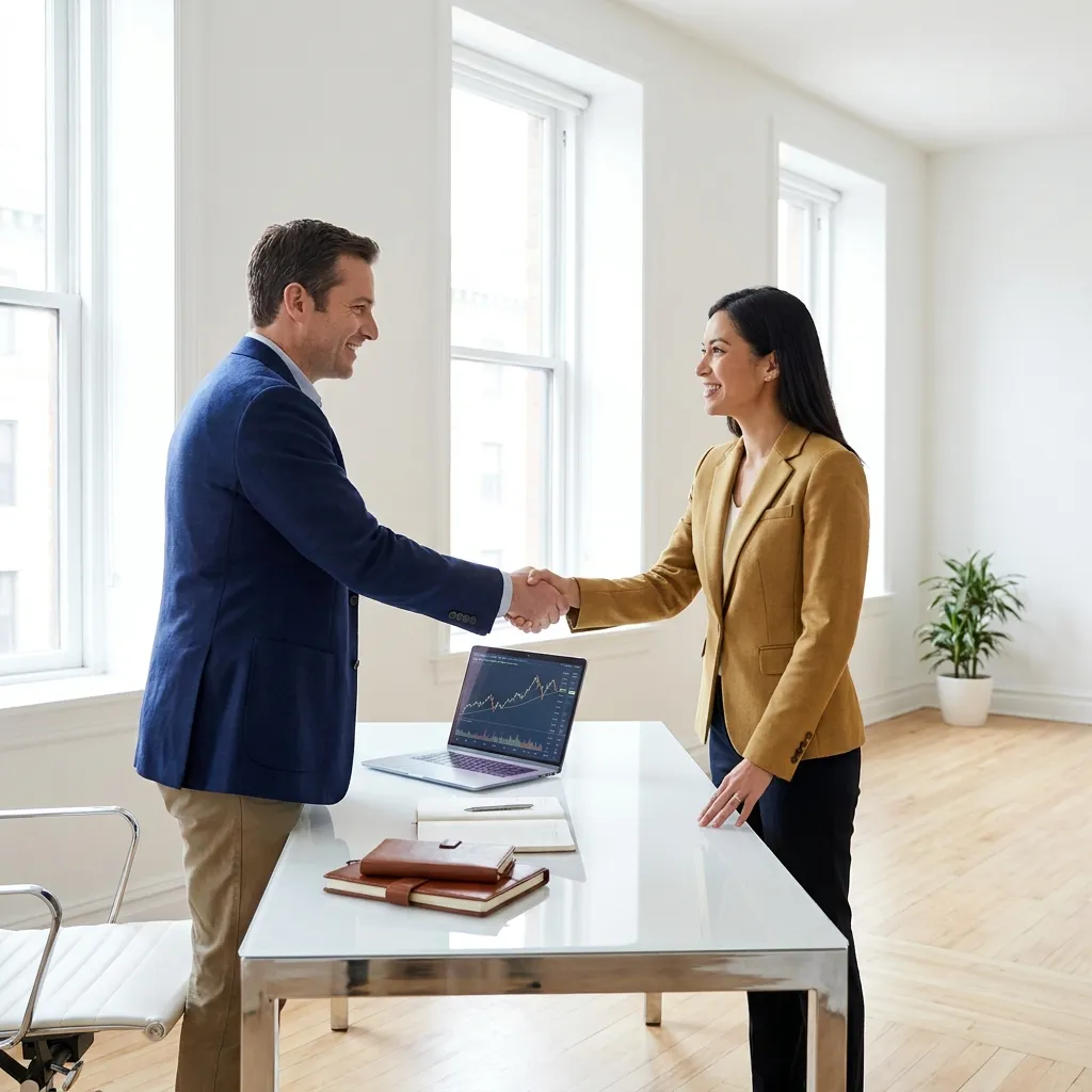 Two professionals reviewing monthly bookkeeping and payroll reports in a bright office